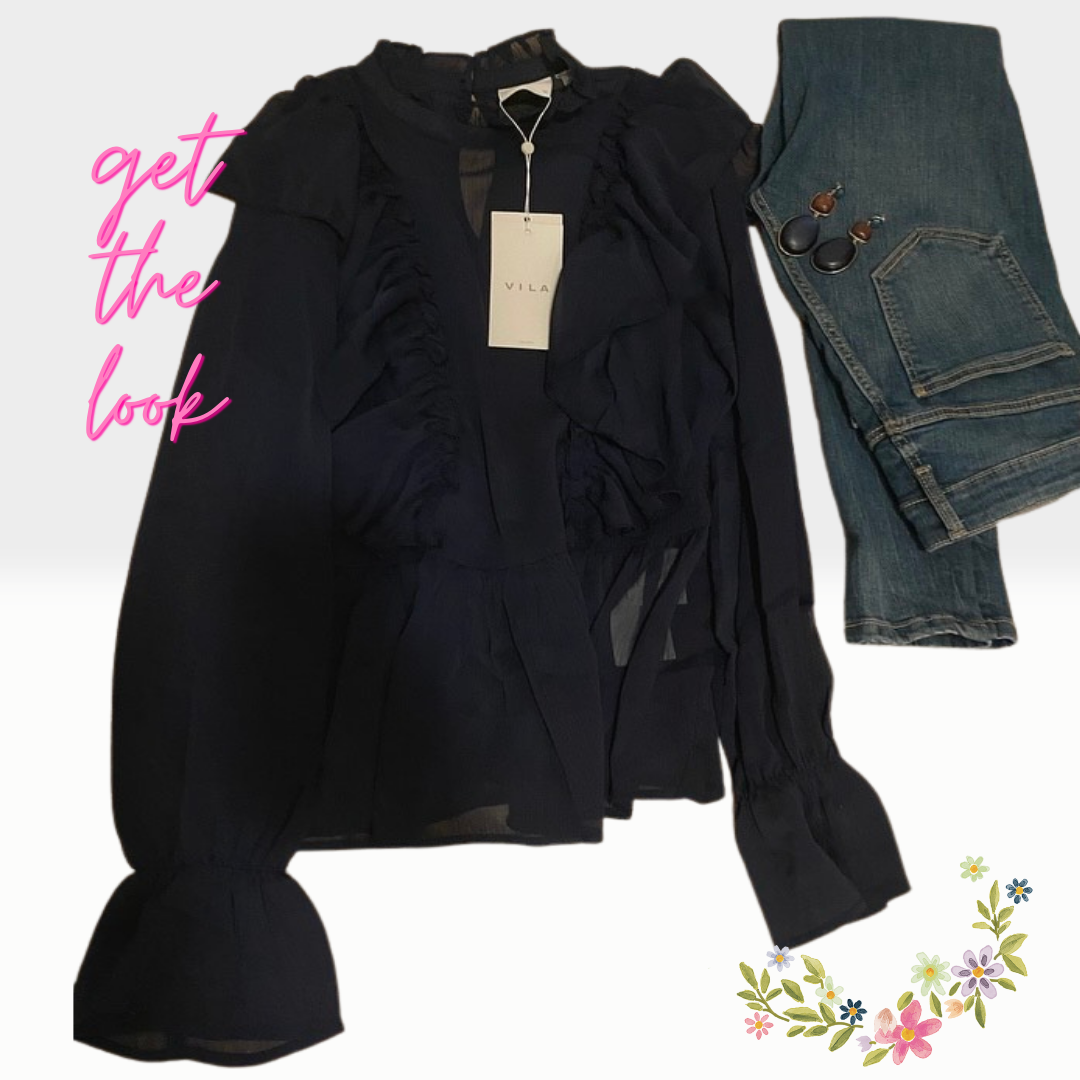 Transparente Bluse marineblau - Trouver La Mode