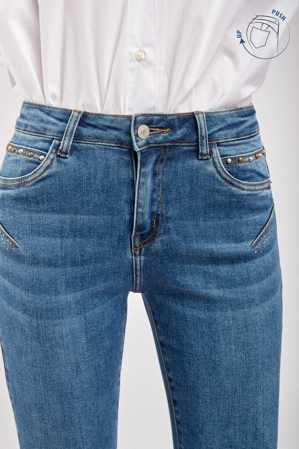 “Jean doux et résistant avec détails latéraux” - Trouver La Mode