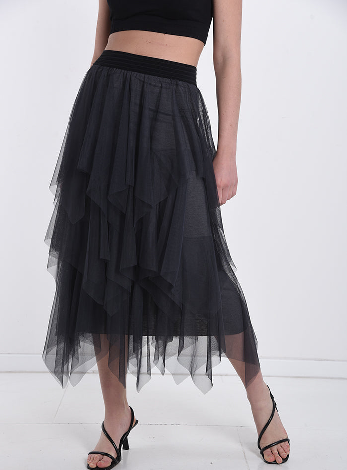 Longuette-Tüllrock mit Rüschen - Trouver La Mode