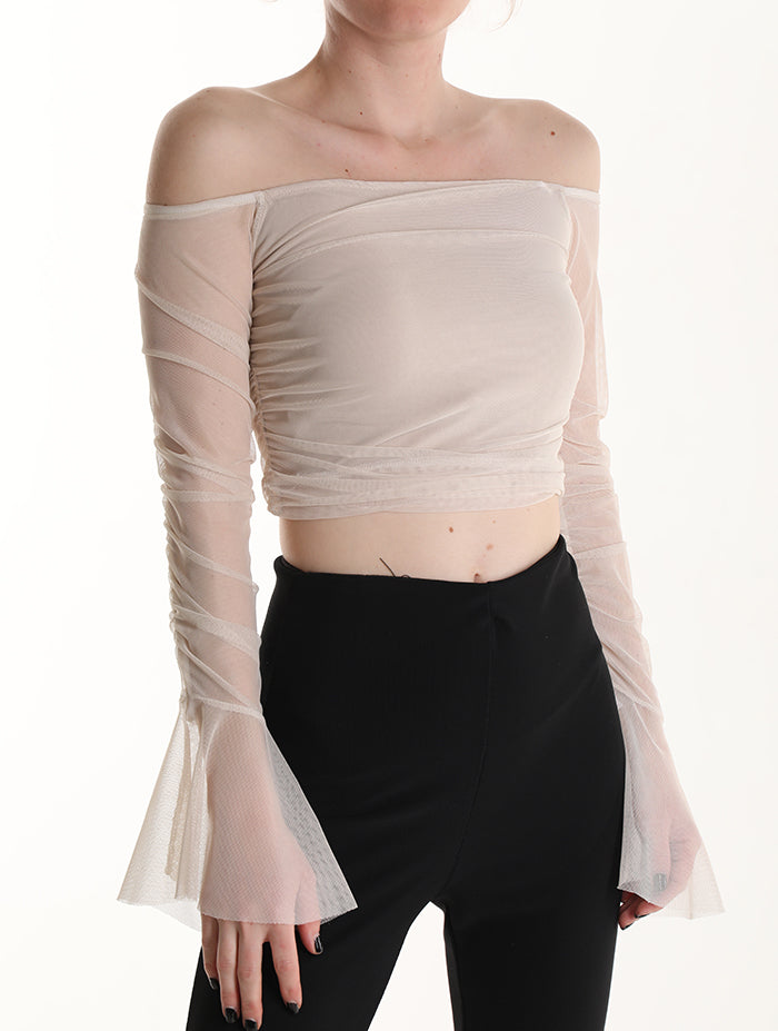 Tülloberteil mit langen Ärmeln - Trouver La Mode