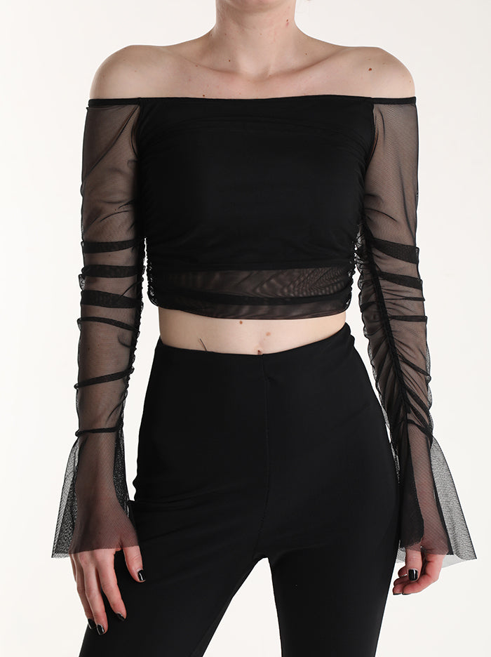 Tülloberteil mit langen Ärmeln - Trouver La Mode