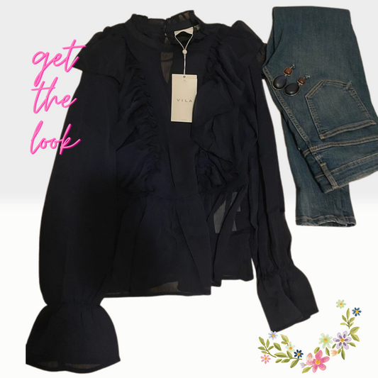 Transparente Bluse marineblau - Trouver La Mode