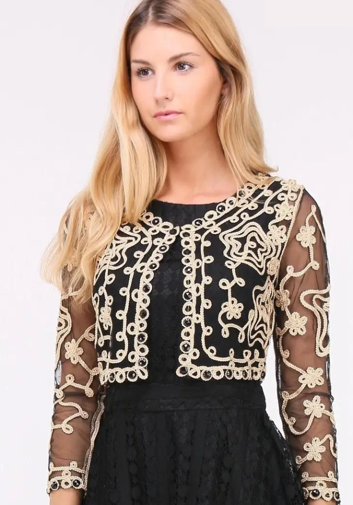 Bolero-Weste mit Strasssteinen - Trouver La Mode