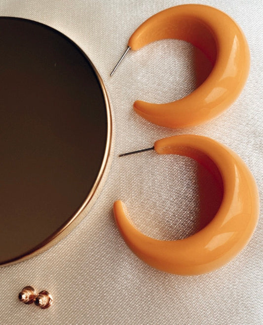 Senfgelbe Ohrringe-Hoops - Trouver La Mode