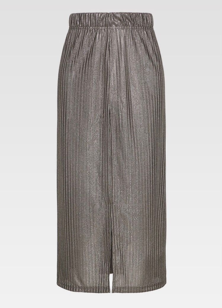 Grauer Rock mit glänzenden Details, Frontöffnung - Trouver La Mode