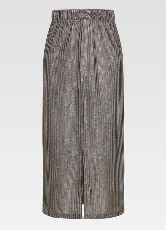 Grauer Rock mit glänzenden Details, Frontöffnung - Trouver La Mode