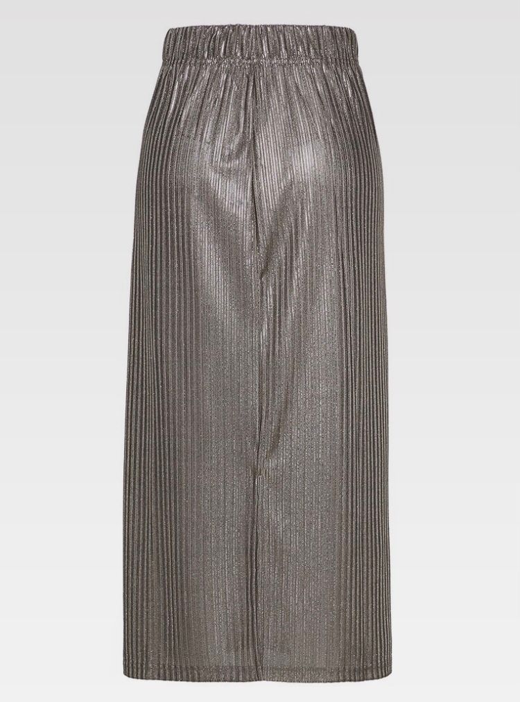 Grauer Rock mit glänzenden Details, Frontöffnung - Trouver La Mode