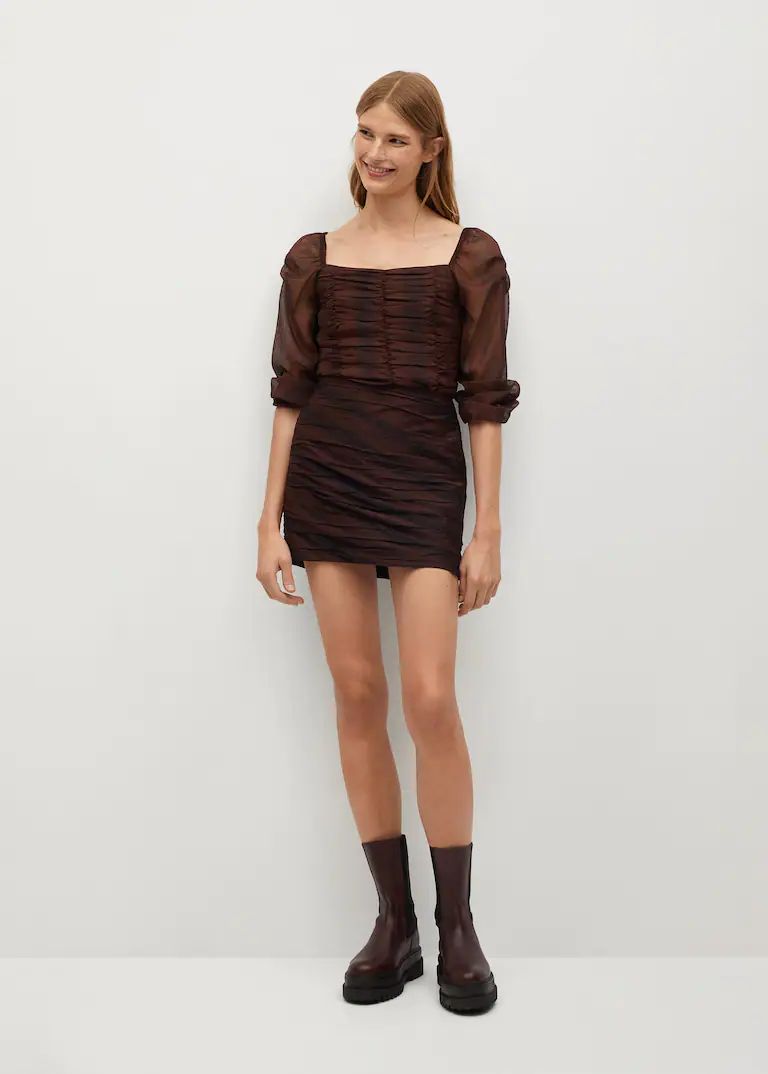 Brauner Minirock mit Minifalten-Querfalten - Trouver La Mode