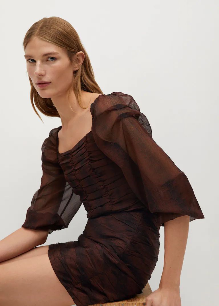 Brauner Minirock mit Minifalten-Querfalten - Trouver La Mode