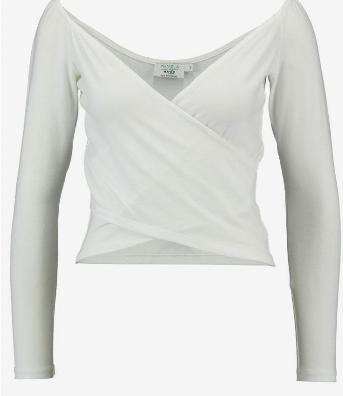 Weiße Bluse mit doppelt überlappendem Detail auf der Vorderseite - Trouver La Mode