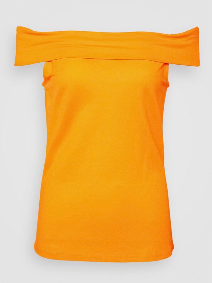 Senfgelbe schulterfreie Bluse - Trouver La Mode