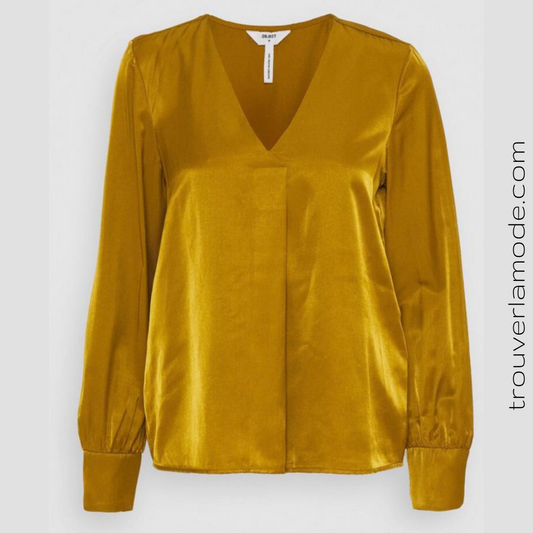 Senffarbene Langarmbluse - Trouver La Mode